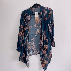 NWT Blu Pepper Hunter Green Open Front 3/4 Sleeve